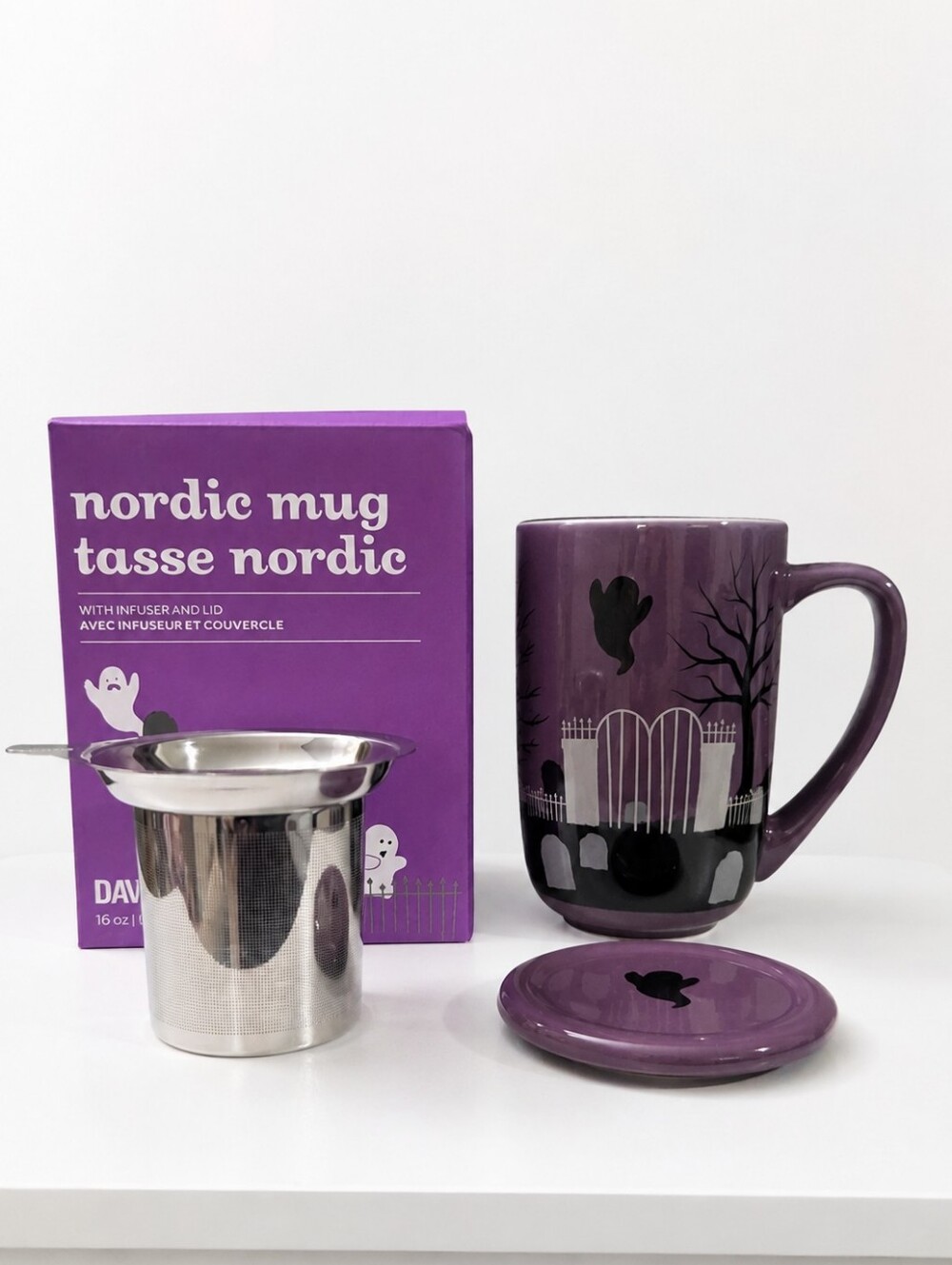 NIB Davidstea PURPLE GHOST GRAVEYARD Halloween Colour Changing Nordic Mug Davids